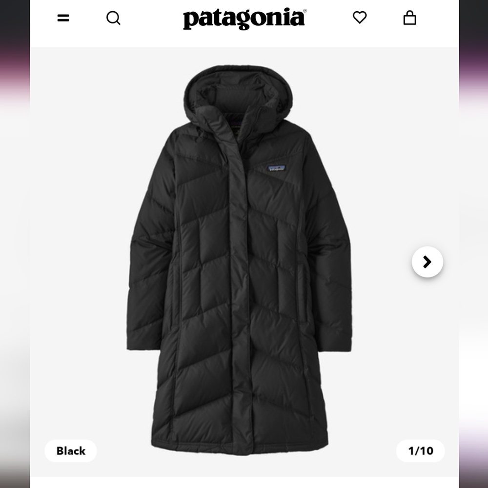 Patagonia down with it parka size medium.  Black.   New only worn 3 times.
